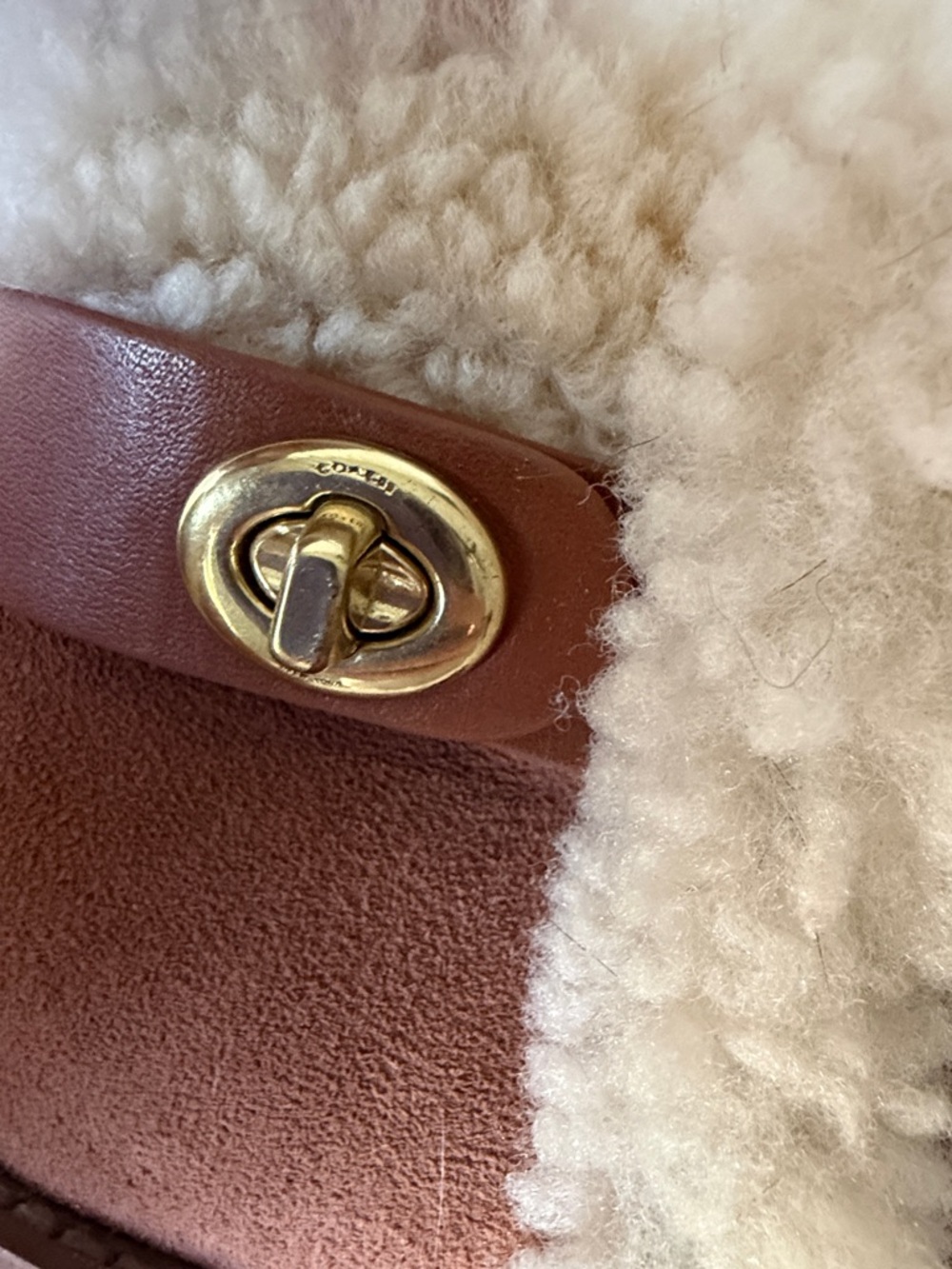 COACH Kingston Tan Suede Wedge Boot with Shearling Trim - Picture 10 of 13